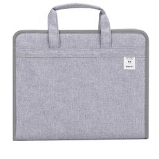 deli得力 A4手提風琴資料夾 13隔層 PP材質 淺灰色, 1個