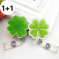 네잎클로버 간호사릴홀더 릴홀더목걸이 명찰목걸이줄 테이프걸이, 1개, 그린2종