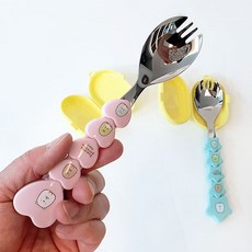 스밋코구라시 포크숟가락 편한 스푼 케이스 세트(포카락 포크락 스포크), 블루, 1개