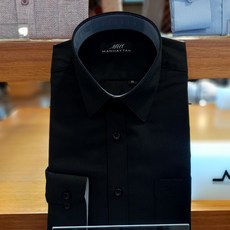 (동아강북) 맨하탄 통기성 좋고 구김없는 식물성 소재 (일반핏) 블랙 긴팔 셔츠 사진과 다른 목안쪽 배색 없는 폴리/50% M90M1109 95~까지 120주문가능