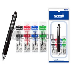 유니 제트스트림 4+1 0.5 멀티펜 리필 세트, 4+1 블랙0.5mm+리필(흑1청1적1녹1) 세트