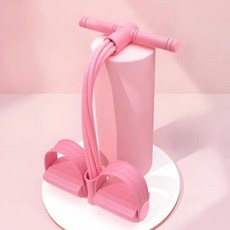 BYZEE 페달식 저항 밴드 운동기구 6단 튜브 전신 스트레칭 홈트레이닝, 1개, 핑크