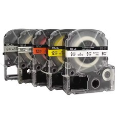 EPSON 엡손 호환 라벨테이프 6mm 9mm 12mm 18mm 24mm 라벨프린터기 테이프, 투명바탕 검정문자_ST9KM