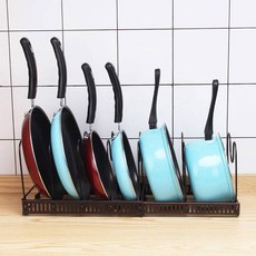 길이조절 프라이팬정리대 6칸 후라이팬선반 후라이팬거치대