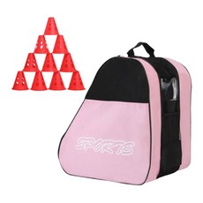 Zeyuan 롤러 스케이트 가방 아이스하키 스케이트 캐리어 옥스포드 천 겨울 스타일리시 야외 스케이트화 보관 가방 10개, 옥스포드 천 플라스틱, 분홍색