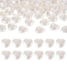 [ 851924 ] 아크릴 하트 루즈 비즈 50개 화이트 모조 진주 비즈 러브 플라스틱 스페이서 참 어머니의 날 DIY 공예 주얼리 제작용, 화이트 하트