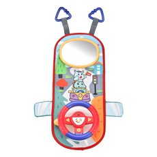 嬰幼兒安全座椅仿真車載方向盤兒童車內後排寶寶安撫遊戲機玩具, 1個, 【電商盒】恐龍車載方向盤-紅色:1