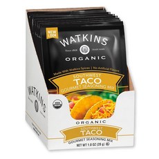 Watkins 유기농 타코 고메 시즈닝 믹스 28.3g(1온스) 패킷 12개(1팩), 1 Ounce (Pack of 1), 타코 - 유기농