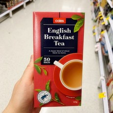 호주 콜스 잉글리쉬 블랙퍼스트 홍차 50티백x2개 Coles English Breakfast Tea Bags, 100g