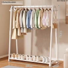 심플 스탠드 행거 옷걸이 선반형 이동식 옷수납 정리 행거 침실 드레스룸 정리대, 화이트 135cm 단층 수납