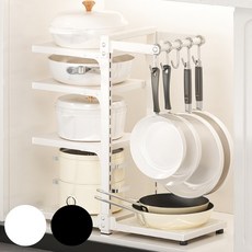 알뜰살림 고급형 높이조절 냄비 후라이팬 정리대, 1개, 검정색, 10단