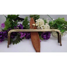 愛心手工材料鋪 20公分方形雙耳亮面口金, 1個, KJ-2010-古銅, 古銅色