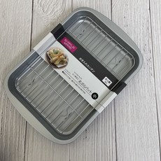 PEARL LIFE OliO 附架網天婦羅滴油不沾烤盤 /炸物不沾瀝油盤(大/小) 日本製造, 1個, 小, 27.5cm