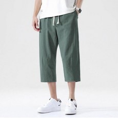 남자홈웨어 남자 여름 허리 밴딩 통기성 편안한 린넨 7부 바지