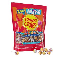 Chupa Chups 미니 롤리팝 모음 5가지 맛 부활절 캔디 벌크 어린이 및 성인용 부활절 바구니 필수품 스터퍼 개별 포장 1.4kg(52온스) 백 (240개), Chupa Chups 미니 롤리팝 모음, 5가지 맛,, 1.44kg, 1개