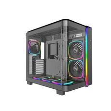 小白的生活工場*MONTECH 君主 KING 95 PRO 全景曲面玻璃透側機殼(內建6顆風扇), 1個, 黑色