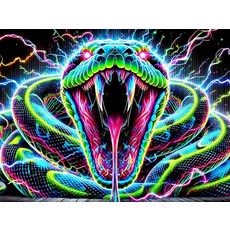 BlissYard 네온 전기 뱀 블랙라이트 태피스트리 빛나는 독사 벽걸이 UV 반응성 사이키델릭 아트 데코 트리피 라이트닝 스네이크 디자인 침실 거실 파티용 198 x 149c