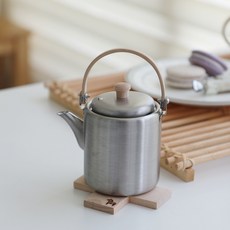 [윤자매네] 일본 아이자와공방 블랙피망 18-8 스테인레스 찻주전자 티포트-윗손잡이, 1개