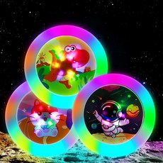안전 소프트 프리스비 스포츠 야외 놀이 부모 자녀 손던지기 부메랑 활동적 즐거운 플로피 스타일, 3개, 반짝이는 3개 공룡+고양이+비행사 22.5cm