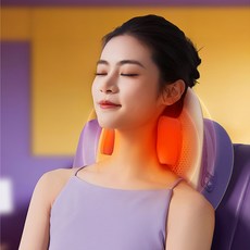 목어깨 안마베개 무선 목 어깨 승모근 안마기 다용도 목편한케어 온열 주무름 목마사지기, 퍼플