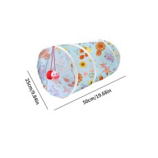 고양이 텐트 사각형 터널 접이식 휴대용 은신처 안전하고 컬러풀 위한 키튼 벨볼 강아지, 1개, 해바라기 이중 출구