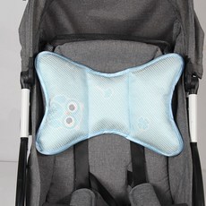 嬰兒枕頭 嬰兒護頸枕 推車護頸防震 寶寶蝴蝶靠枕 新生兒防偏頭定型枕 棉, 藍色冰絲（夏季款）