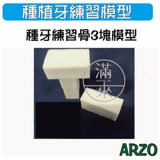 種植牙練習模型 帶實缺牙上下顎M款模型 (塑膠咬合架), 1個, 種牙練習骨3塊模型ARZO