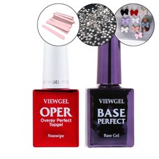 뷰젤 오빠탑젤+퍼펙트 베이스젤 2종 세트+파츠 30알, 1개, 10g, 투명