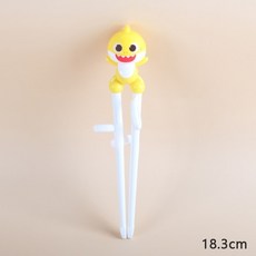 里和 lilfant 韓國製 碰碰狐 鯊魚家族 304不鏽鋼 學習筷 叉子 湯匙 餐盤 兒童餐具組, 1個, 鯊魚寶寶立體, 黃色