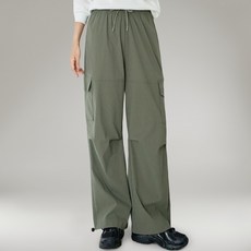지나홈 여성 와이드 겨울 기모 스판 카고 팬츠 스트링 바지