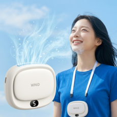 와이드 핸즈프리 WIN:D 휴대용 미니 선풍기 목걸이 탁상용 손풍기, 퓨어화이트, rdf16850