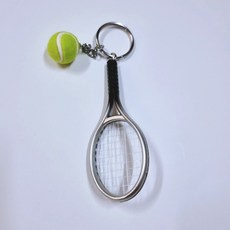 데일리마일샵 실버 테니스라켓키링 열쇠고리 테니스공 미니어처, 1개, 상세페이지 참조