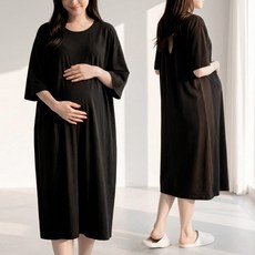 1+1 임산부 루즈핏 롱원피스 빅사이즈 66~130 레이온 라운지웨어 원마일 홈웨어 여행룩 2장