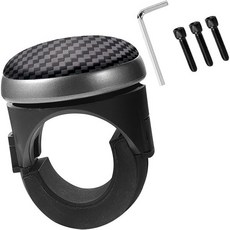 보롤리 실리콘 파워 핸들 자동차 스티어링 휠 노브 스피너 탄소 섬유 텍스처 및 내장 베어링 트럭 기타블랙에 적합합니다, BLACK, 1개