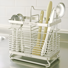 우디밸리 올스텐 304 물빠짐 2구 수저통, 1개, 실버