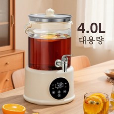 Mochae 물끓이는기계 다기능 전기 4리터 티포트 내열유리 자동출수 주전자, 1개, 4L, 흰색