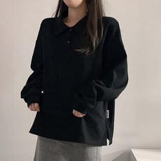 [디데이뉴] [고퀄 진짜예쁜핏] 럭비 카라티 오버핏 트임 패치 포인트 긴팔 맨투맨 6color