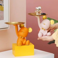 곰트레이 열쇠선반 인테리어 선물 집들이 장식품 현관 거실 베어 오렌지, 베어 화이트