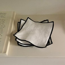 블랙라인 광목 면100 티코스터 패브릭컵받침 4P, 화이트블랙, 4개