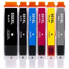 550XL 551XL 잉크 카트리지 교체 PGI-550 CLI-551 호환 PIXMA IP7250 IP8750 MX925 MG5650 IX6850 호환, 6개, 1 set of 6pcs