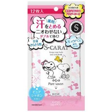 KOSE 코세 에스캐럿 데오드란트 파우더 시트 제한제 보습 성분 함유 퓨어 비누향 12매입 바디 시트, 1개