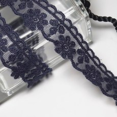 다알리아 23색 2cm x 90cm 망사 레이스 면실, 네이비