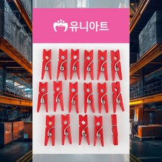 나무집게 소 빨강 폴라로이드꽂이 생일파티 나무클립 인테리어소품 사진전시 포토집게