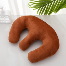 원형베개 경락베개 안면 U자형 고급 라텍스 마사지 침대 머리베개 얼굴 쿠션, 브라운 체스트 코튼심+벨벳베개, 1개