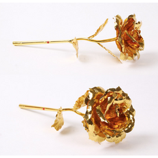 금장미꽃장식 특별한꽃선물 24K도금 트로피 어버이 성년 로즈데이 발랜타인 화이트 100일, 금장미 보라케이스포장, 1개