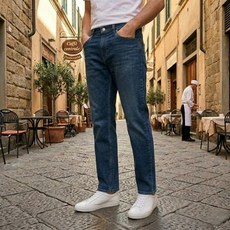 [매장 정품] 리바이스 502 남성 청바지 테이퍼드핏 신축성 스판 가벼운 사계절 진청 데님 바지 CSLV4962