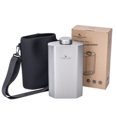 純鈦大容量水壺戶外露營溯溪重裝徒步自駕鈦壺水瓶大酒壺2.5L, 1個, Ti3004D-2.5L-原色:如圖, 1L