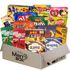 快樂箱 巧克力餅乾 15種 家庭全壘打+巧克力榛果+白色榛果+Kan Choco+ABC巧克力餅乾+薄脆棒 巧克力+薄脆棒 杏仁+Tonk, 1組, Merry Box 15種巧克力零食
