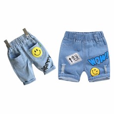 【Arbea】牛仔微笑短褲新款韓版兒童夏季薄款中褲男童洋氣五分褲子男童女童【C583】
