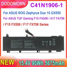 DODOMORN C41N1906-1 노트북 배터리 ASUS TUF 게이밍 F15 FA506IIFX506F17 FX706 FA706 ASUS ROG 제피러스 듀오 15 GX550 9, 1개